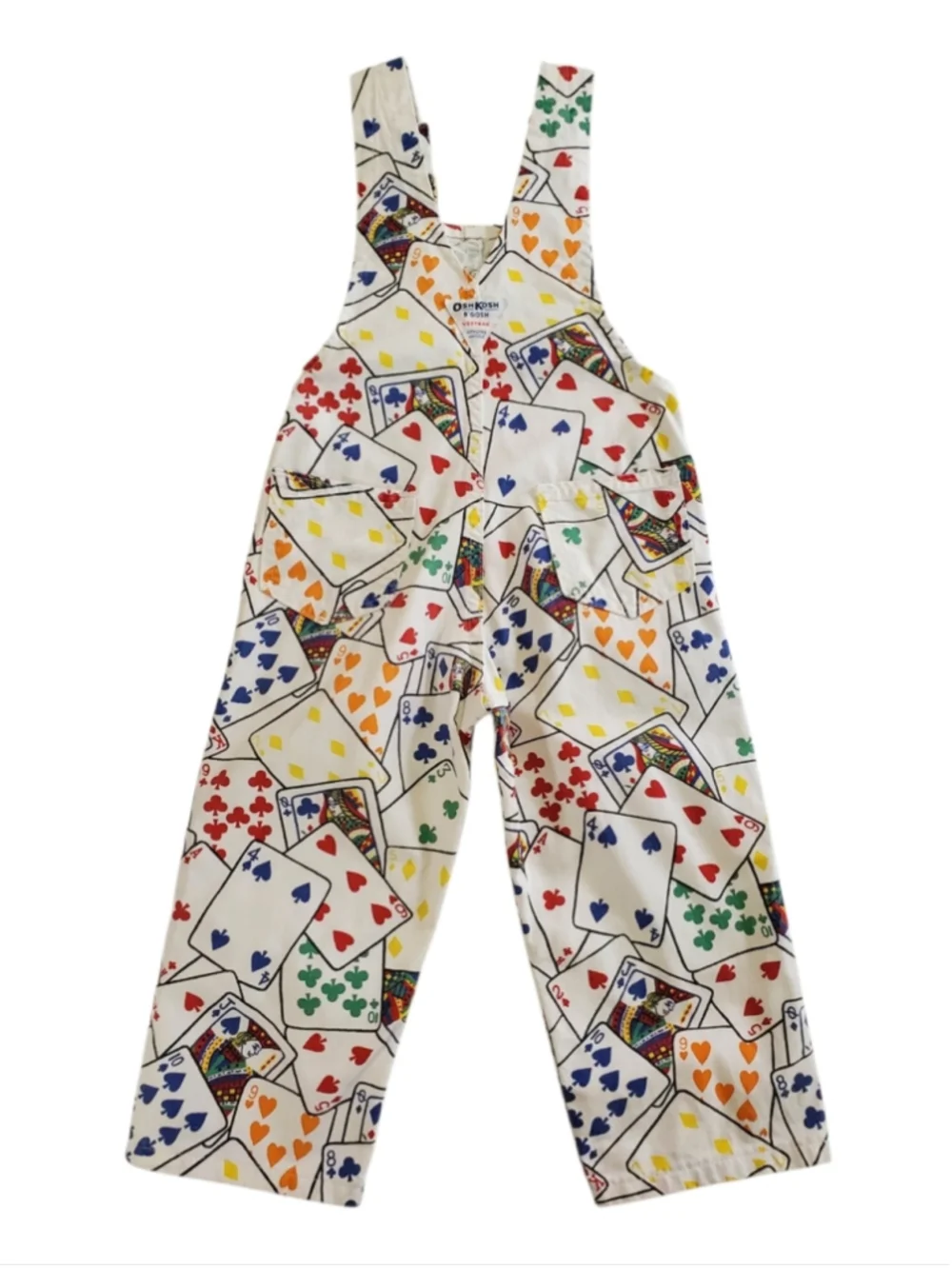 Vintage OshKosh B’Gosh Vestbak Overalls Rare Card Colorful Print Size 3T